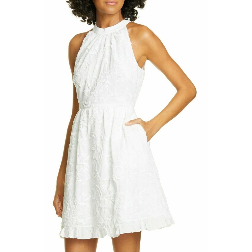 Ted Baker London Lorene White Fil Coupe Floral Halter Mini Dress Size 2